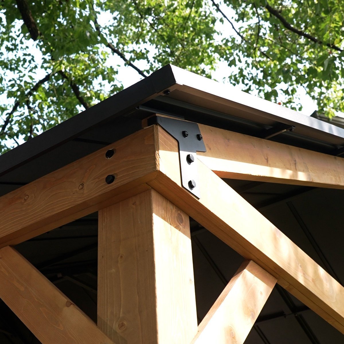 JOYSIDE 15 ft. x 13 ft. Solid Cedar Wood Outdoor Patio Hardtop Gazebo - Image 5