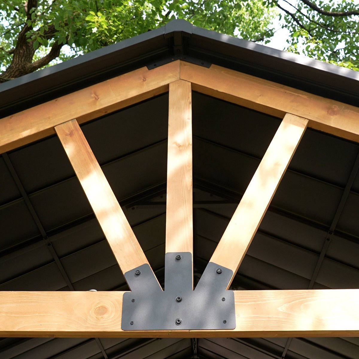 JOYSIDE 15 ft. x 13 ft. Solid Cedar Wood Outdoor Patio Hardtop Gazebo - Image 3