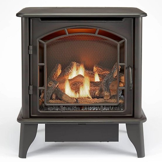 23,000 BTU Vent-Free Dual Fuel Gas Stove Fireplace with Remote Control & Panoramic Flame View