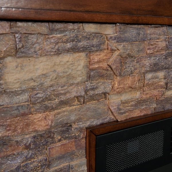 Unbranded Null Ithaca 60 In. W Simulated Stone Electric Fireplace - Image 4
