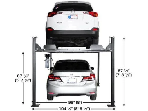 8,000 lb Capacity ALI-Certified 4-Post Automotive Storage Lift with 110V Electric Operation, Caster Kit, Runway Ramps & Safety Lock System - Image 2