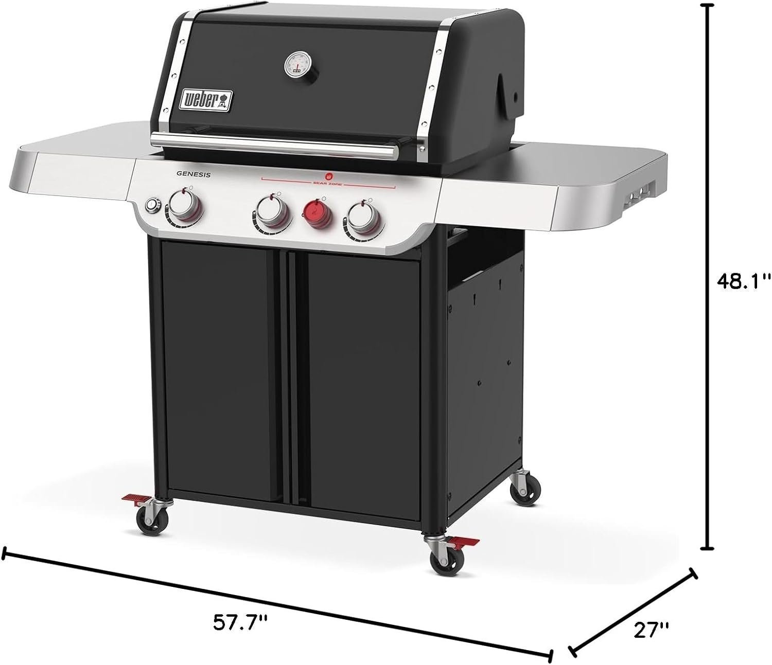3-Burner Liquid Propane Gas Grill with Sear Zone, Porcelain-Coated Cast-Iron Grates & Even Heat Burner System - Image 7