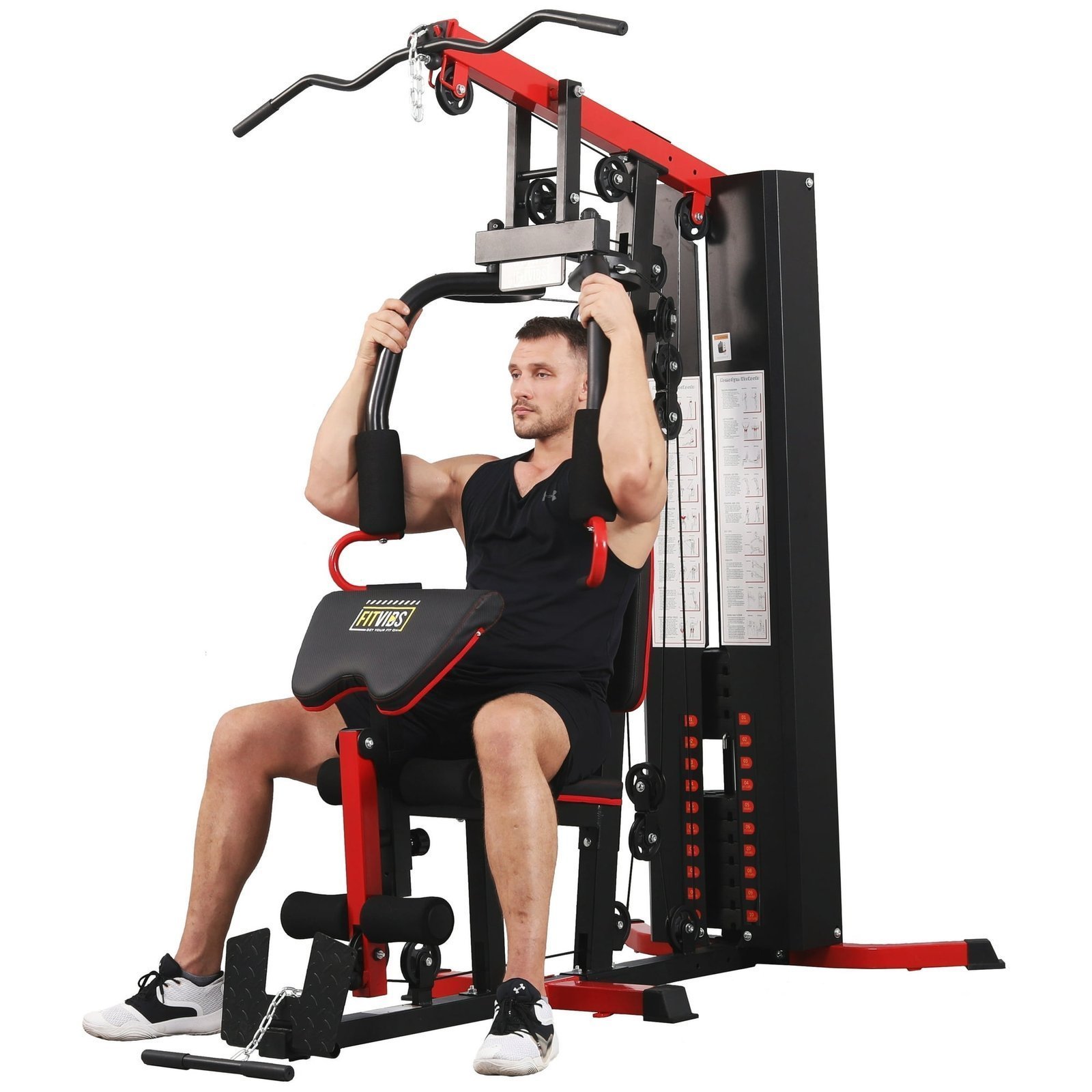 Multi-Station Home Gym System with Cable Pulley Resistance, 122.5 lb Weight Stack & Full-Body Workout Capability - Image 2