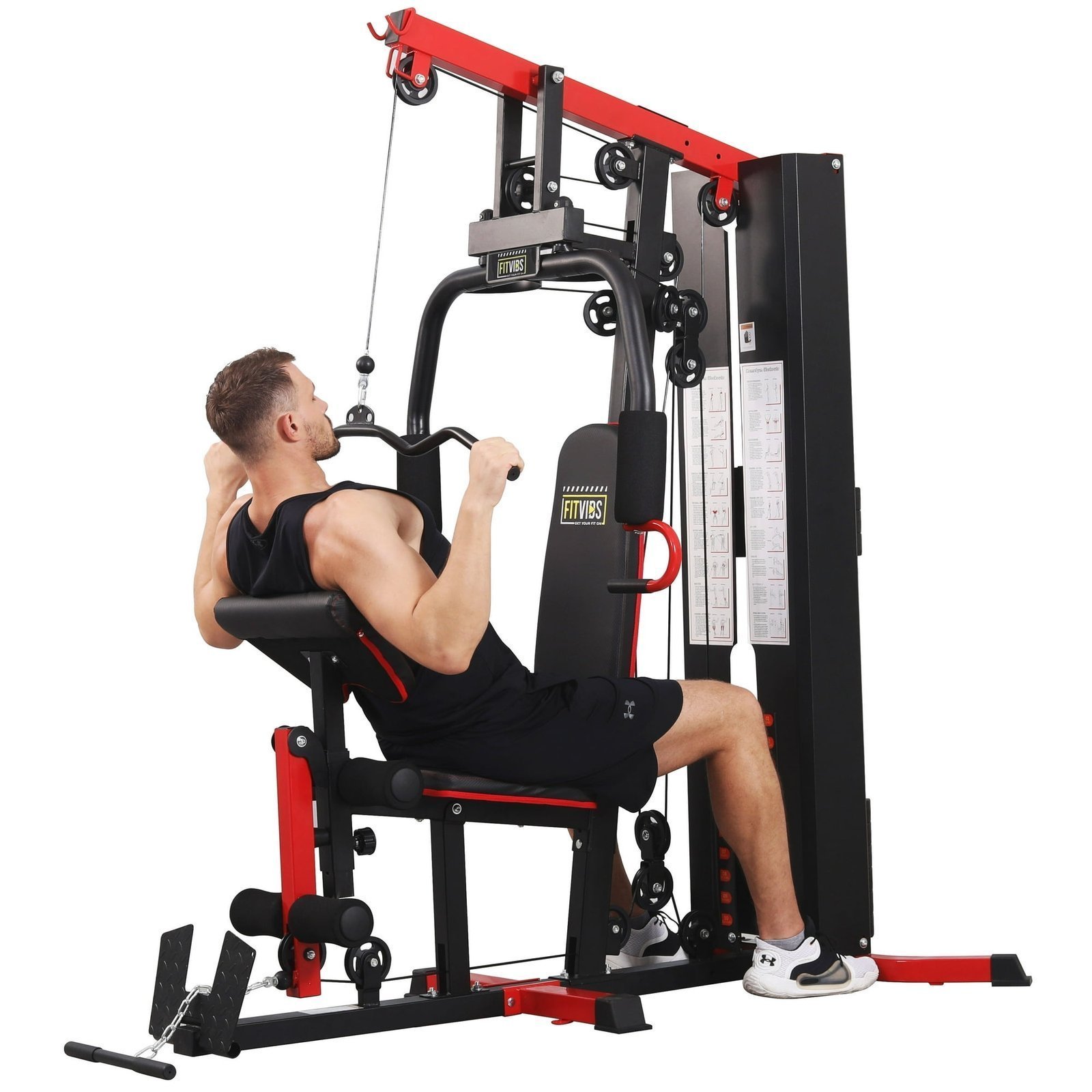 Multi-Station Home Gym System with Cable Pulley Resistance, 122.5 lb Weight Stack & Full-Body Workout Capability - Image 3