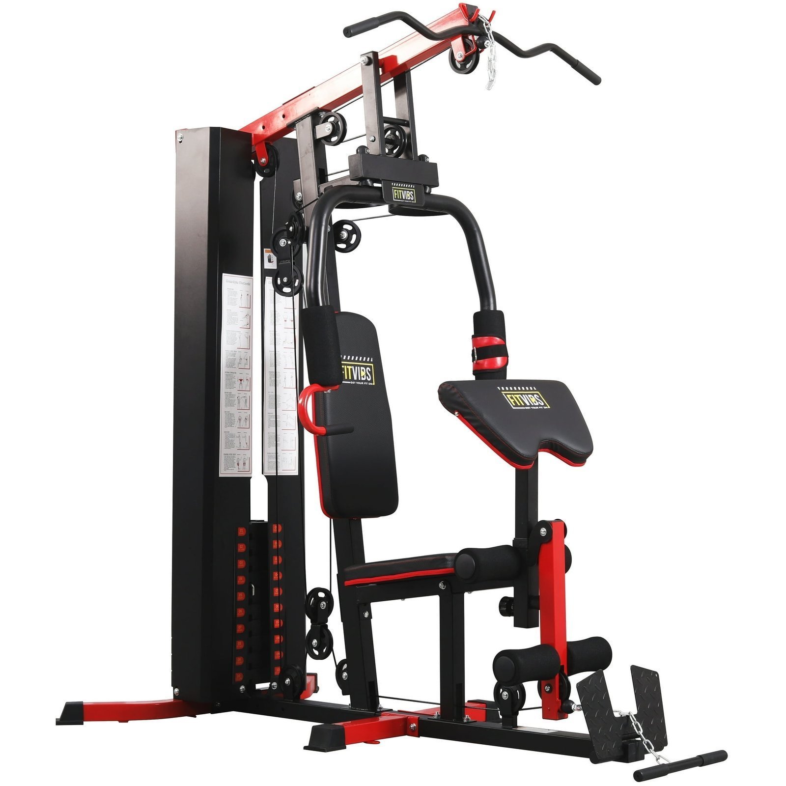 Multi-Station Home Gym System with Cable Pulley Resistance, 122.5 lb Weight Stack & Full-Body Workout Capability - Image 5