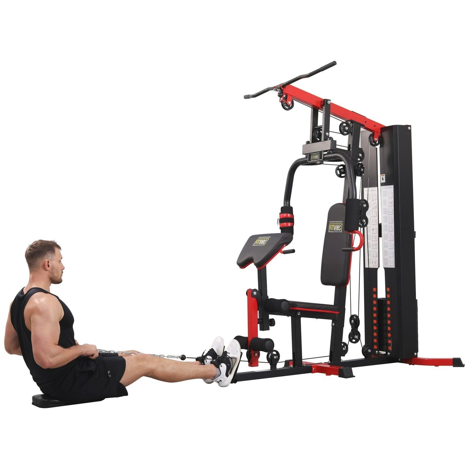 Multi-Station Home Gym System with Cable Pulley Resistance, 122.5 lb Weight Stack & Full-Body Workout Capability - Image 6