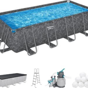 Large Rectangular Above-Ground Family Frame Pool Set with Steel Structure, Reinforced Liner & Filter Pump System