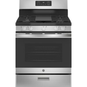 30" Freestanding Gas Range with 5.0 cu. ft. Oven, Edge-to-Edge Cooktop, Power Burner & Built-In Griddle