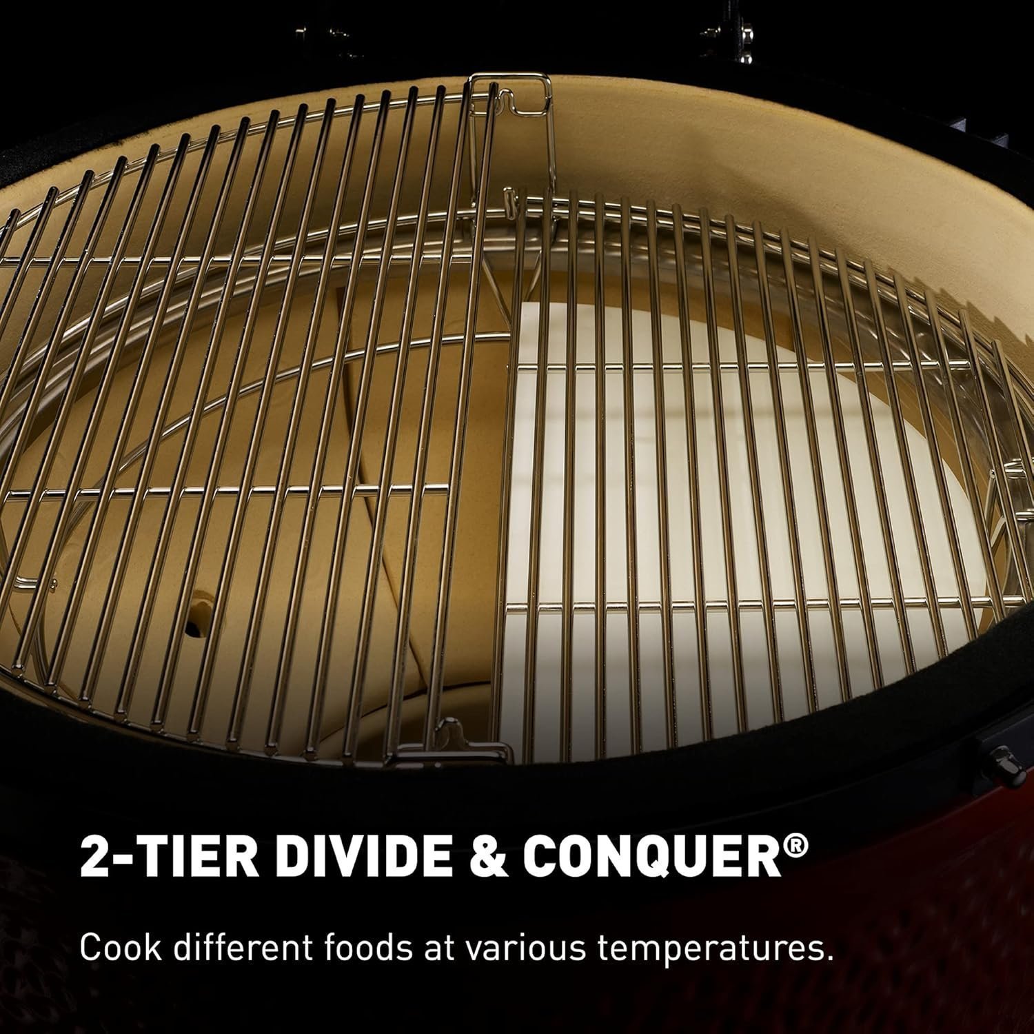24-Inch Ceramic Charcoal Grill & Smoker with 2-Tier Cooking System - Image 4