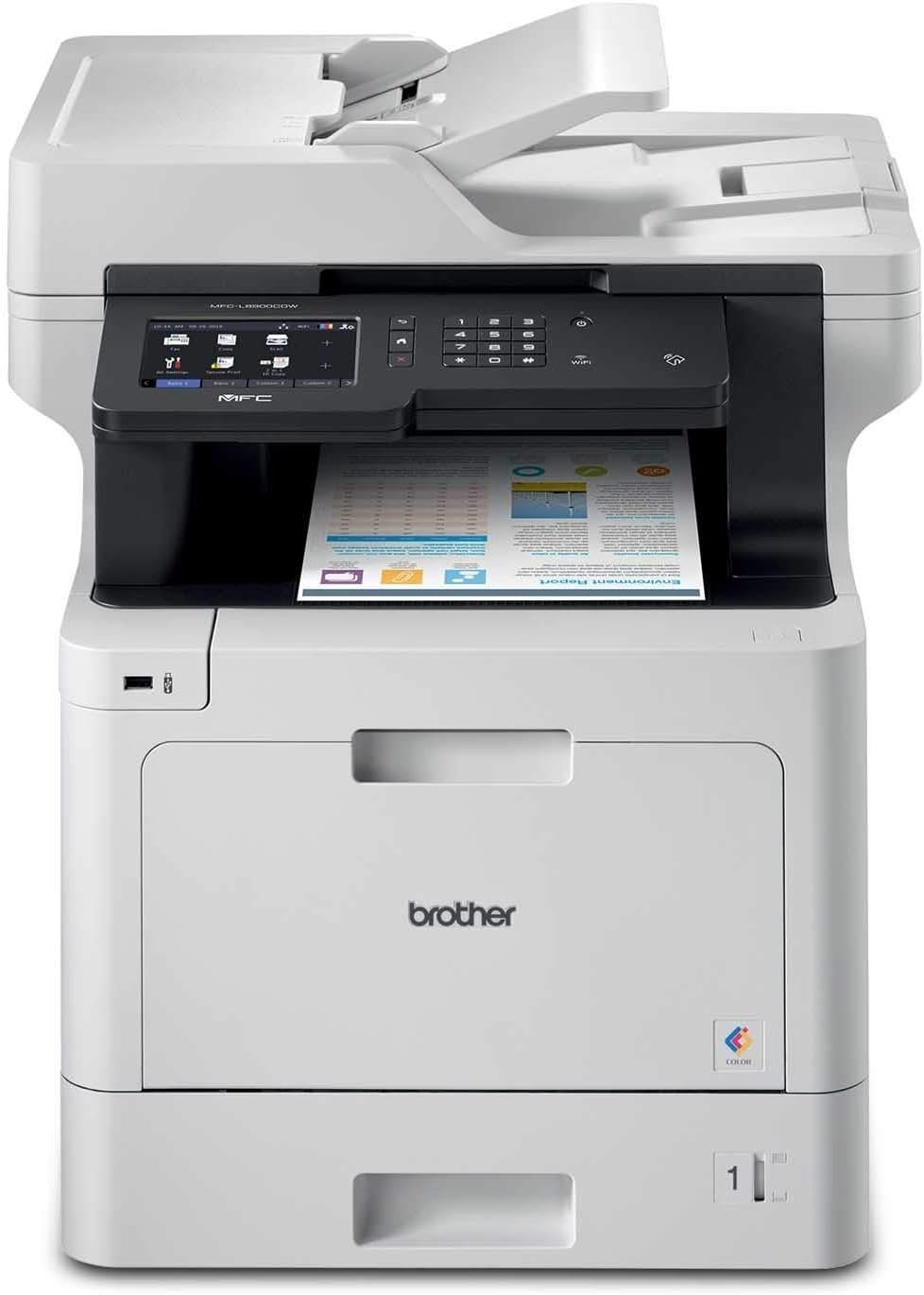 Color Laser All-in-One Printer with Duplex Printing, Scanning, Copying, Fax, Wi-Fi, Ethernet & 5" Touchscreen (Business-Class Multifunction Device)