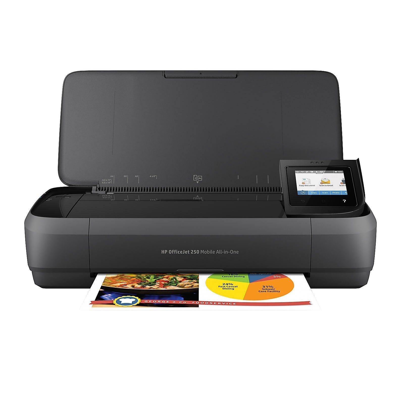Portable Wireless All-in-One Inkjet Printer with Battery Option, Wi-Fi Direct, 2.65” Touchscreen, Print/Scan/Copy & 10 ppm Black Print Speed