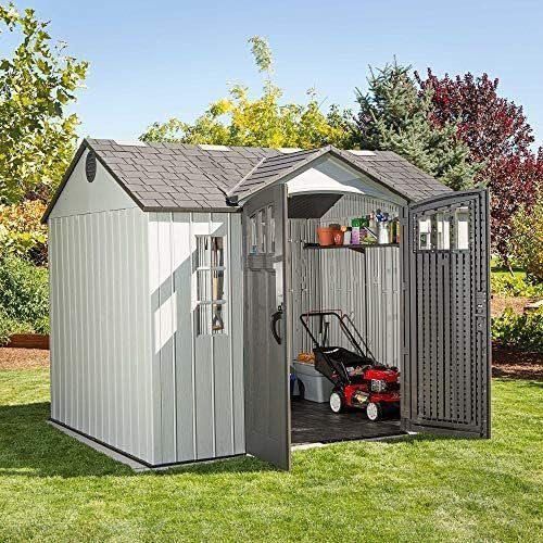 10' x 8' Outdoor Storage Shed Kit with Reinforced Steel Frame, Dual-Wall Panels, Skylight & Weather-Resistant Floor System - Image 4