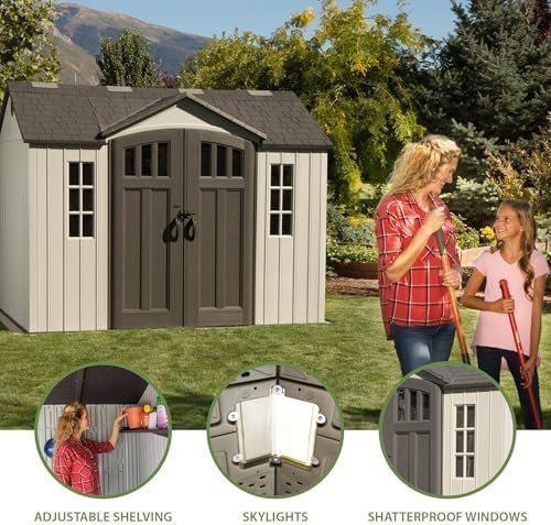 10' x 8' Outdoor Storage Shed Kit with Reinforced Steel Frame, Dual-Wall Panels, Skylight & Weather-Resistant Floor System - Image 10
