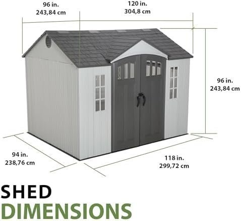 10' x 8' Outdoor Storage Shed Kit with Reinforced Steel Frame, Dual-Wall Panels, Skylight & Weather-Resistant Floor System - Image 12
