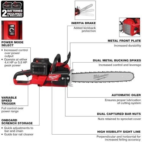Professional Cordless Dual-Battery Chainsaw – 20 in. High-Performance Cutting Tool - Image 9