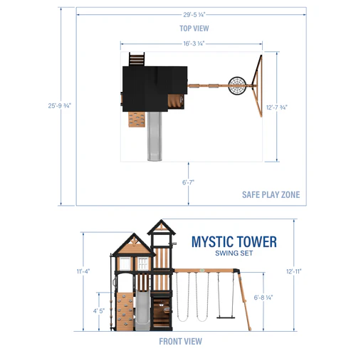 Multi-Level Wooden Outdoor Playset with Clubhouse, Slide, Swings, Climbing Wall & Crawl Tunnel System - Image 6