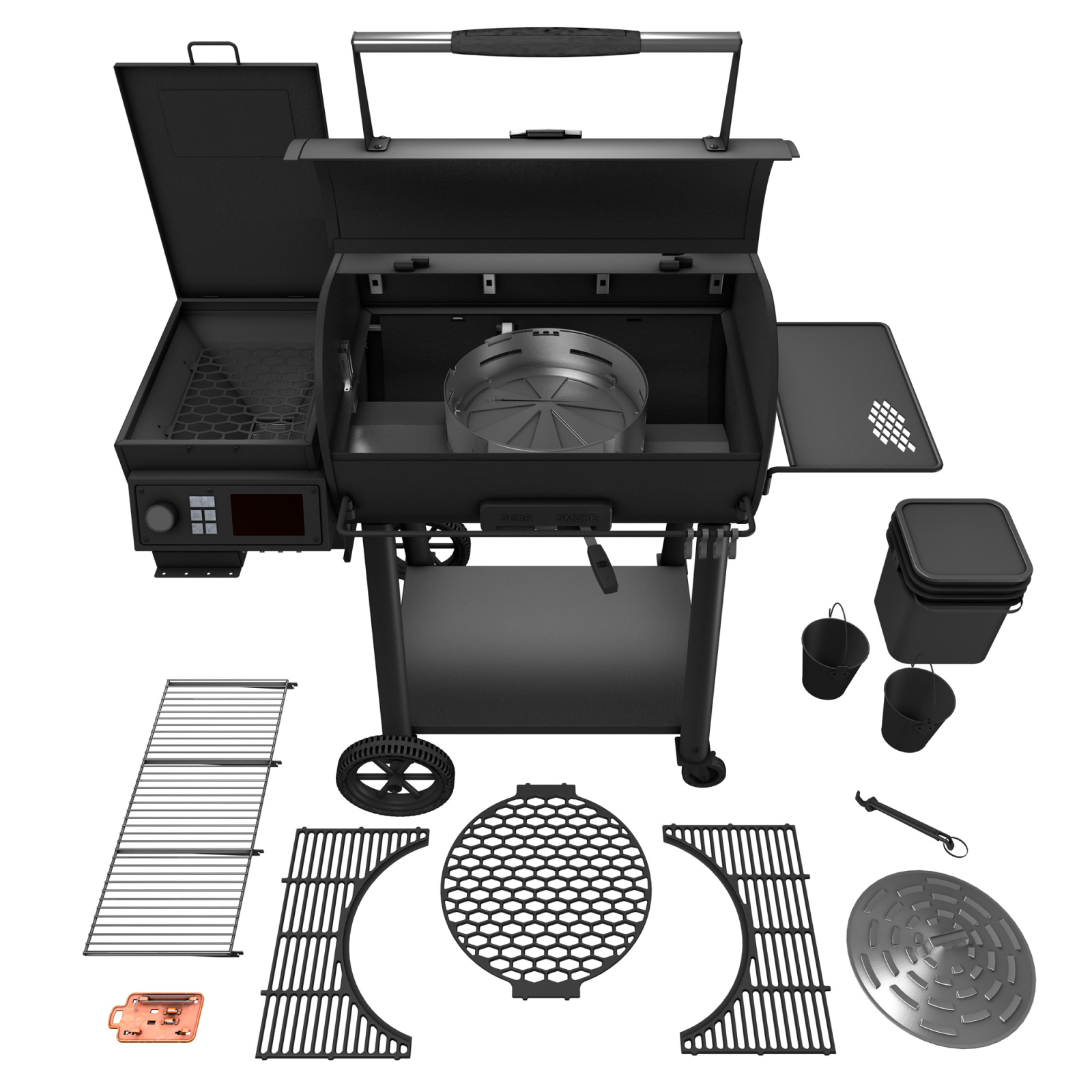 906 Sq. In. Wood Pellet Grill & Smoker with Direct Flame Sear Mode, Digital Temperature Control & 20 lb Hopper - Image 3